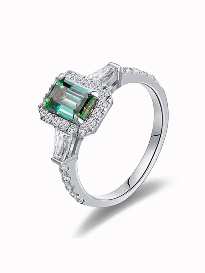 Oval Silver Diamond Engagement Ring
